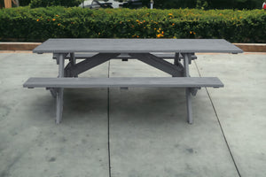 Homeroots 94" Gray Solid Wood Outdoor Picnic Table  Solid Wood 525020