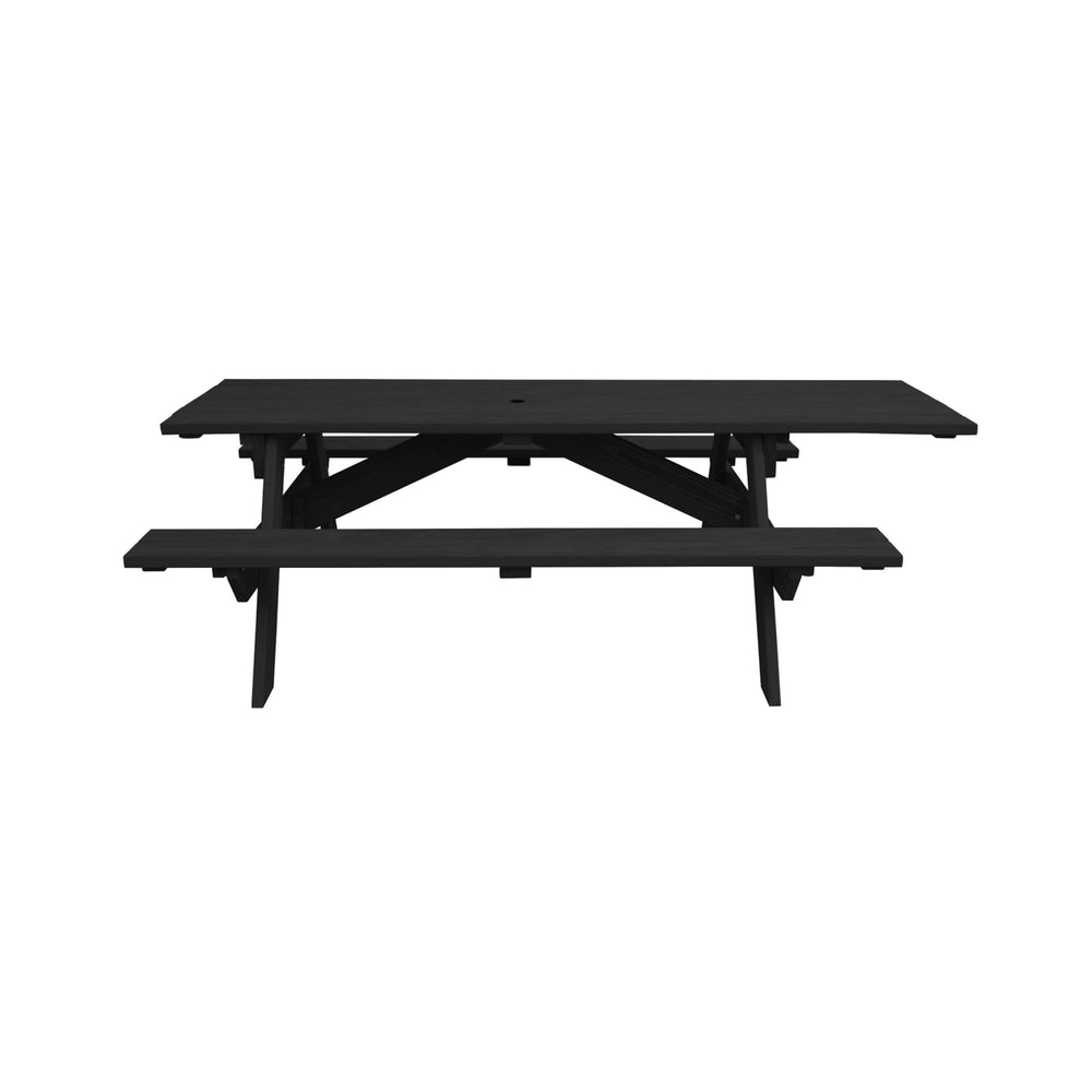 Homeroots 94" Charcoal Solid Wood Outdoor Picnic Table With Umbrella Hole  Solid Wood 525022