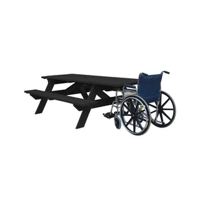 Homeroots 94" Charcoal Solid Wood Outdoor Picnic Table With Umbrella Hole  Solid Wood 525022