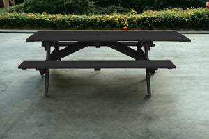 Homeroots 94" Charcoal Solid Wood Outdoor Picnic Table With Umbrella Hole  Solid Wood 525022