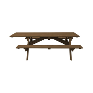 Homeroots 94" Wood Brown Solid Wood Outdoor Picnic Table With Umbrella Hole  Solid Wood 525023