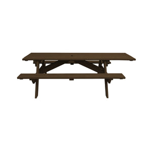 Homeroots 94" Dark Brown Solid Wood Outdoor Picnic Table With Umbrella Hole  Solid Wood 525025