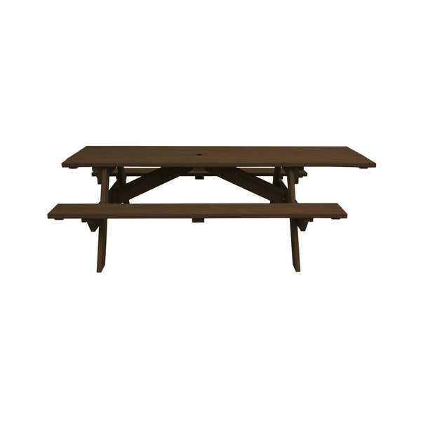 Homeroots 94" Dark Brown Solid Wood Outdoor Picnic Table With Umbrella Hole  Solid Wood 525025