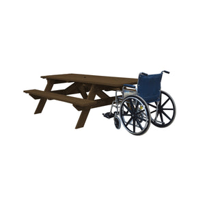 Homeroots 94" Dark Brown Solid Wood Outdoor Picnic Table With Umbrella Hole  Solid Wood 525025