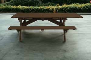 Homeroots 94" Dark Brown Solid Wood Outdoor Picnic Table With Umbrella Hole  Solid Wood 525025