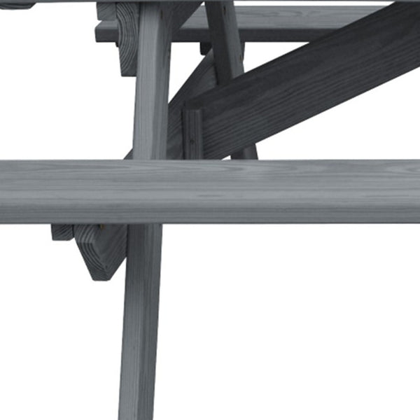 Homeroots Gray Solid Wood Outdoor Picnic Table Umbrella Hole  Solid Wood 525026