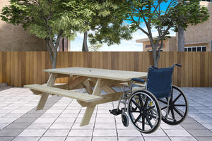 Homeroots Beige Solid Wood Outdoor Picnic Table Umbrella Hole  Solid Wood 525027