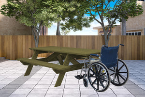 Homeroots Green Solid Wood Outdoor Picnic Table Umbrella Hole  Solid Wood 525028