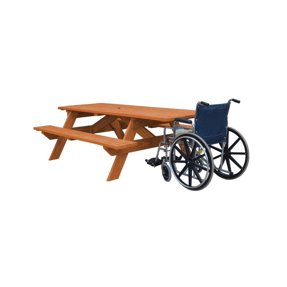 Homeroots Cedar Chest Solid Wood Outdoor Picnic Table Umbrella Hole  Solid Wood 525030