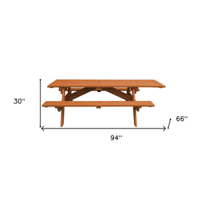 Homeroots Cedar Chest Solid Wood Outdoor Picnic Table Umbrella Hole  Solid Wood 525030
