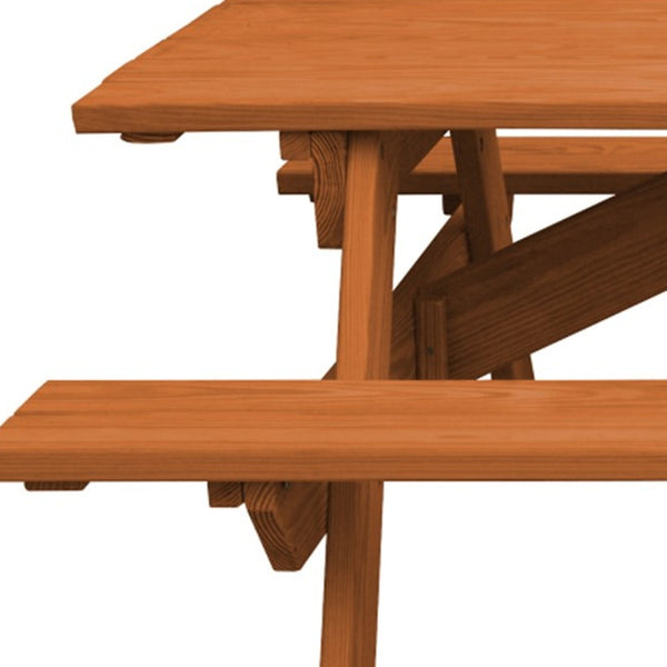 Homeroots Cedar Chest Solid Wood Outdoor Picnic Table Umbrella Hole  Solid Wood 525030