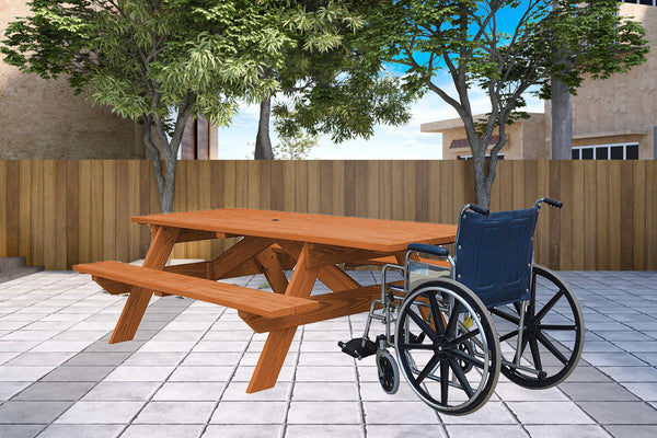 Homeroots Cedar Chest Solid Wood Outdoor Picnic Table Umbrella Hole  Solid Wood 525030