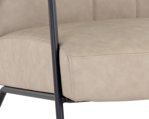 Sunpan Coelho Lounge Chair - Stylish Mid-Century Comfort with Vertical Tufting and Black Steel Base Bounce Stone