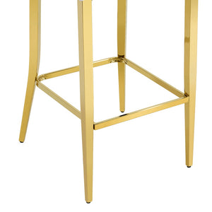 English Elm A Set of 2 Glam Faux Alligator Pvc Barstools with Crystal Buckle Detail White W1512P491589
