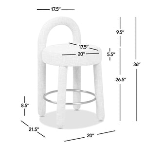 English Elm Jennifer Taylor Home - Penny Fully Upholstered 26.5" Counter Stool Set of 2 in Travertine Beige Chenille with Brass Ring Footrest B2719P360149