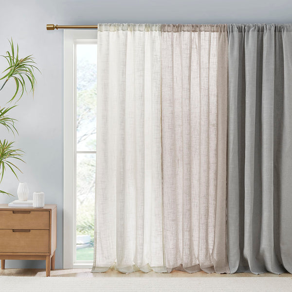 JLA Home Madison Park - Linen Kyler Light-Filtering Curtain Panels Pair — Textured Linen-Blend, OEKO-TEX, Soft White Drapes Ivory MP40-7983