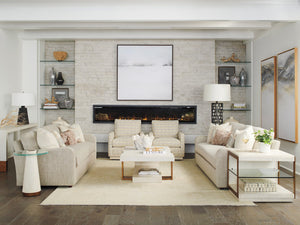 Lexington Barclay Butera Castlewood Accent Table With Glass Top And Tapered Wooden Base - Perfect For Sophisticated Living Monterey  931-952