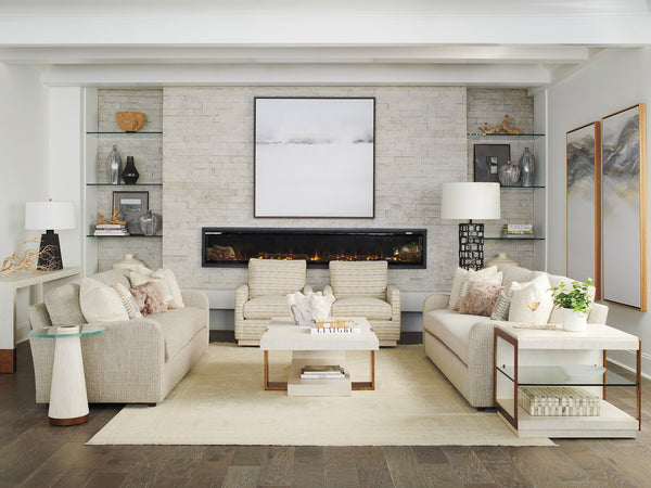 Lexington Barclay Butera Castlewood Accent Table With Glass Top And Tapered Wooden Base - Perfect For Sophisticated Living Monterey  931-952