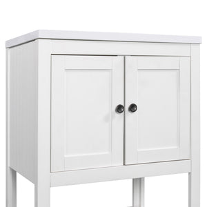 English Elm 24" Modern Sleek Bathroom Vanity with Ceramic Sink, Solid Wood Frame, Waterproof Finish and Open Shelf Storage White N725P246473K
