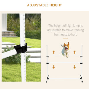English Elm PawHut Dog Agility Training Set — 8 Adjustable Jump Bars with Portable Carry Bag for Easy Practice White W2225P217630