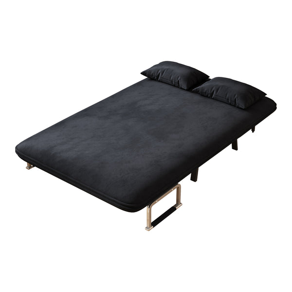 English Elm 39″ Convertible Chair Bed with Adjustable Backrest & Pillow, Steel-Frame Sleeper Chair for Small Spaces Comfortable Multifunctional Lounge Sofa Black W1767P192815
