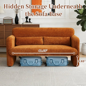 English Elm Best-selling Boucle Cloud Loveseat Velvet Upholstered 2 Seater with Lumbar Pillow Orange W1765P334059