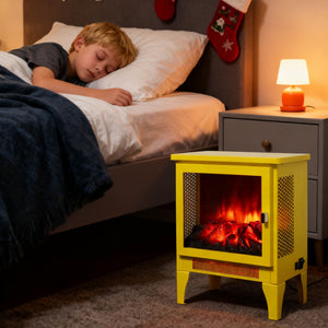 English Elm 18 Inch Electric Stove Heater Cast Iron Style 3d Led Flame Panoramic Mesh View W1769P394301