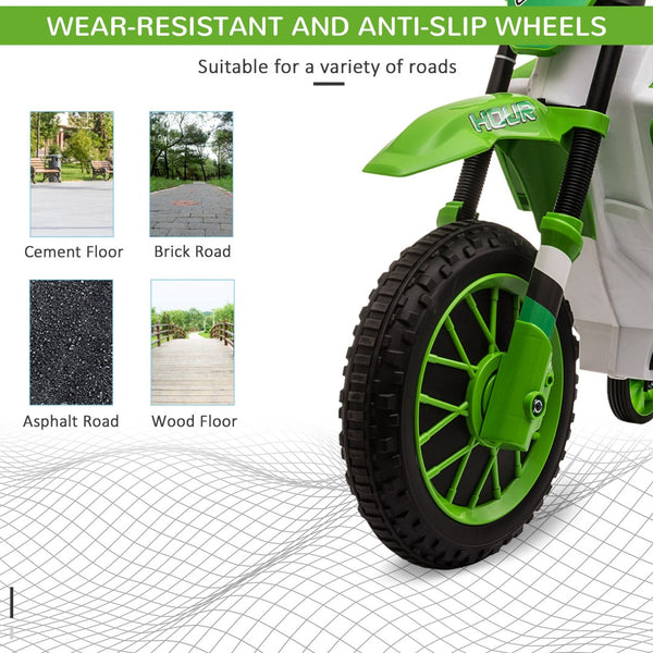 English Elm Aosom 12v Ride-on Dirt Bike for Kids with Training Wheels and Throttle Control W2225P200564
