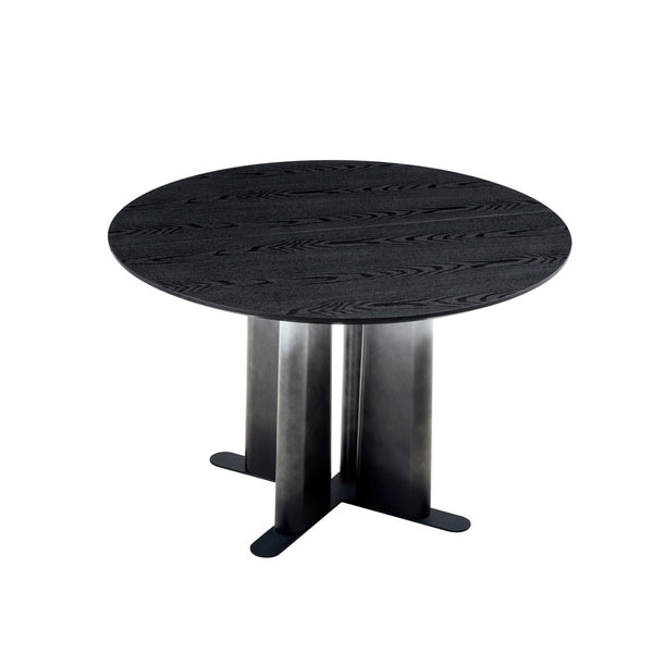 English Elm Modern Round Pedestal Dining Set Six Tufted Pvc Chairs Black White Kitchen W3875S00077
