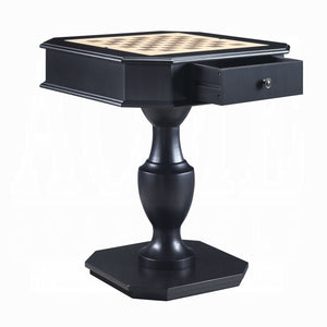 English Elm Black Reversible Game Table with 2 Drawers — Compact Pedestal Base, Chess/Backgammon Tray & Storage B062P209328
