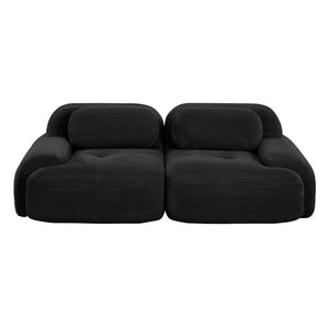 English Elm 82'' Curved Modular Sofa Corduroy Upholstered Two Seat Living Room Lounge Black W714P323651