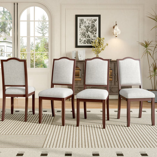 English Elm Farmhouse Upholstered Dining Chairs Set of 4 with High Back, Comfortable Modern Seating for Home Use Cherry N752P271803C