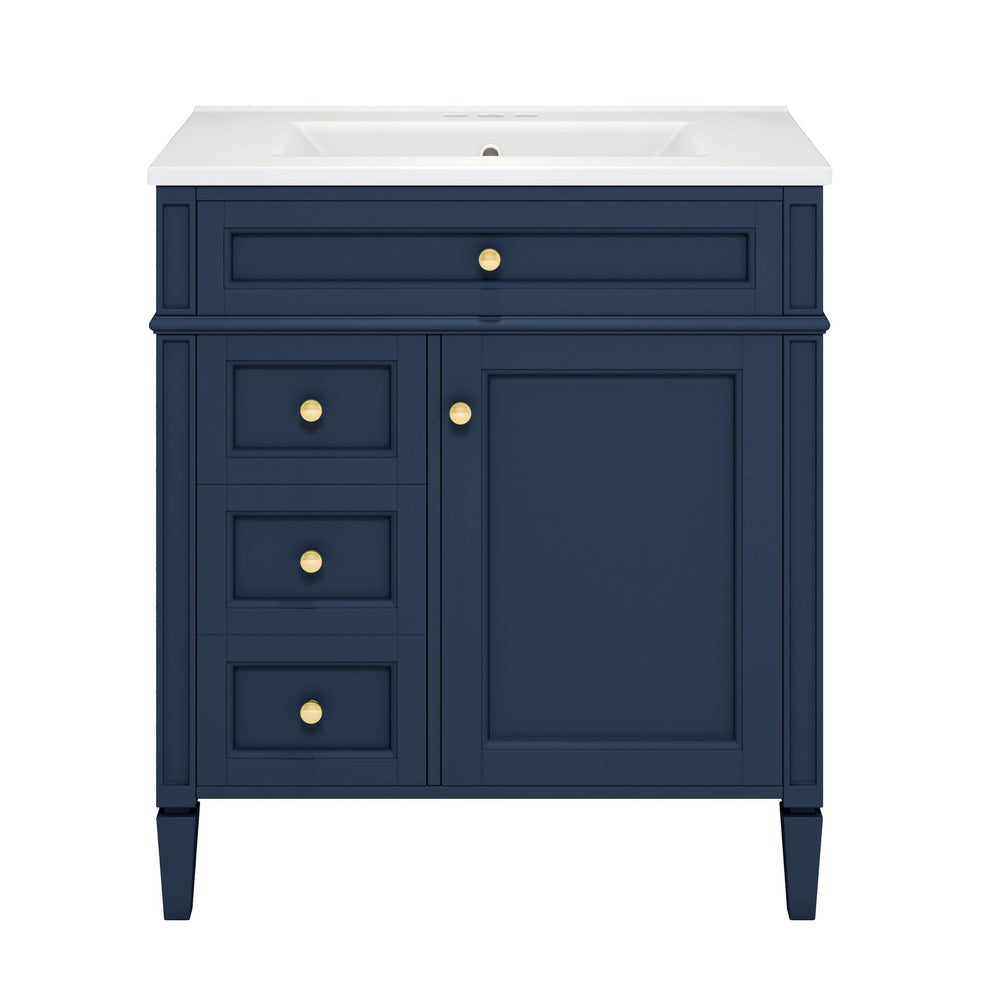 English Elm 30'' Modern Bathroom Vanity With Ceramic Sink, 3 Drawers & Storage Cabinet – Stylish & Durable Design N710P206904C