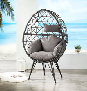 English Elm Aeven Light Gray Patio Lounge Chair with Black Wicker Frame, Foam Cushion Comfort, 220lb Capacity B2726P401989