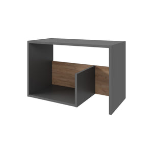 English Elm Side Table Sallis – Modern Gray & Macadamia Accent Table With Open Shelf For Living Spaces B092P309183-GIGA