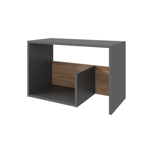 English Elm Side Table Sallis – Modern Gray & Macadamia Accent Table With Open Shelf For Living Spaces B092P309183-GIGA