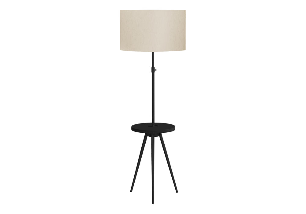 English Elm Lighting, Contemporary 66" Floor Lamp With Adjustable Height, Black Metal Base & Ivory Drum Shade B2710P221304