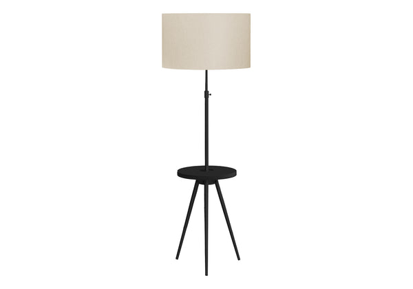 English Elm Lighting, Contemporary 66" Floor Lamp With Adjustable Height, Black Metal Base & Ivory Drum Shade B2710P221304