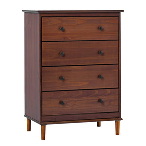 4-Drawer Solid Wood Dresser BR4DDRWT-T Walnut BR4DDRWT-T Walker Edison