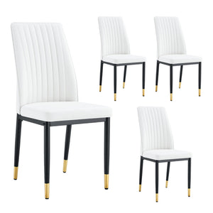 English Elm Modern High Back Pu Leather Dining Chairs with Chrome Legs for Kitchen Nook W3493P421598