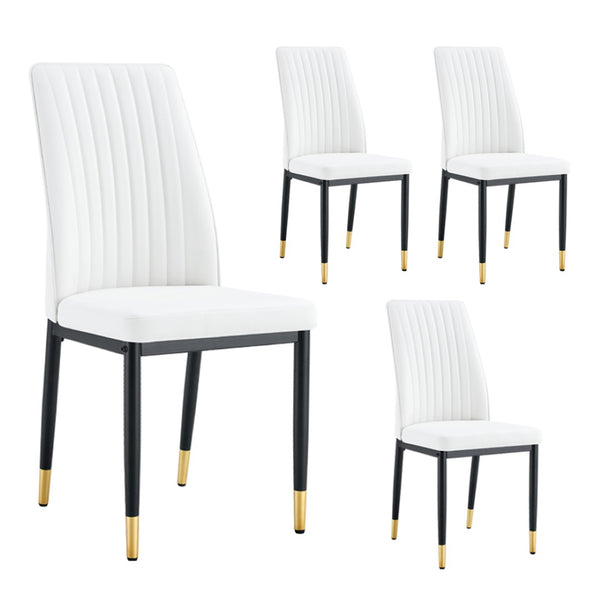 English Elm Modern High Back Pu Leather Dining Chairs with Chrome Legs for Kitchen Nook W3493P421598