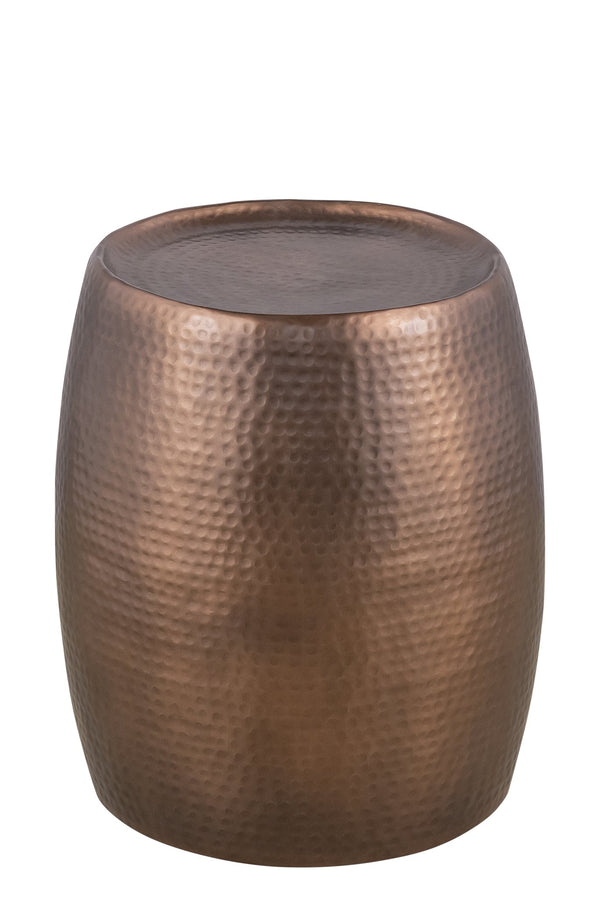 English Elm ET501 Hand-Hammered Drum End Table 21" Height — Textured Aluminum Accent Nightstand with Luxe Finish Copper B009P298420