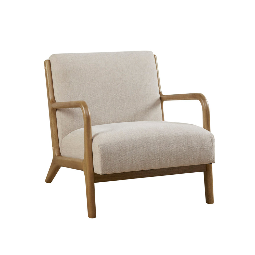 JLA Home INK+IVY - Mid-Century Novak Accent Armchair with Solid Wood Frame, Water-Repellent Upholstery & Curved Arms for Comfort Cream II110-0522