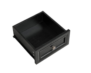 English Elm Farmhouse Rustic Nightstand with Built-in Charging Station Barn Wood Grain Storage Black W2393P324431