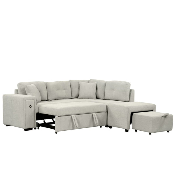 English Elm Sku Convertible Sleeper Sofa with Storage Drawer Ottoman Usb Ports Studio Ready N719P185588E