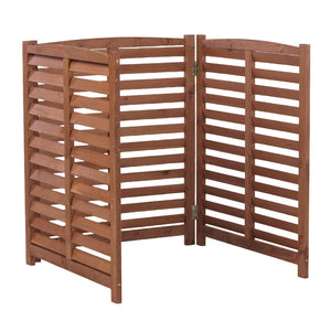 English Elm 3-panel Slatted Wood Outdoor Privacy Screen for Ac Units Trash Enclosures Gardens Brown W2640P272036
