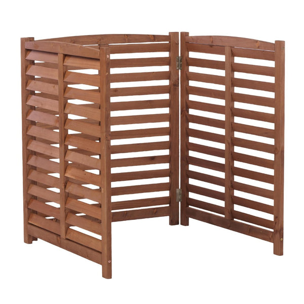 English Elm 3-panel Slatted Wood Outdoor Privacy Screen for Ac Units Trash Enclosures Gardens Brown W2640P272036