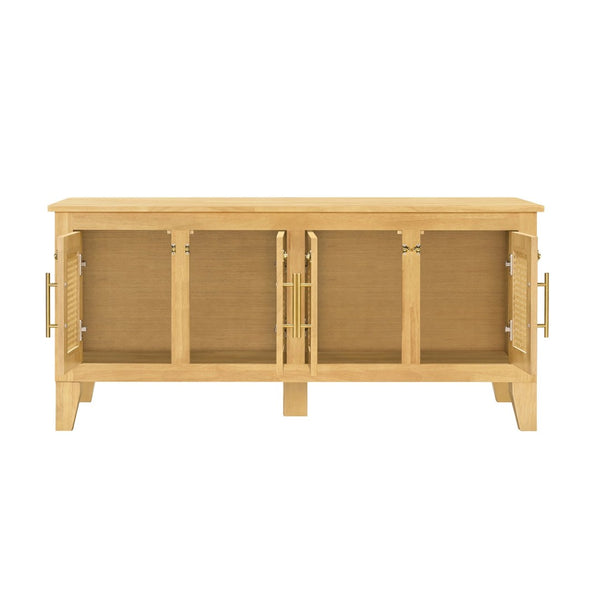English Elm Lars Rubberwood Rattan Dog Crate Cabinet Stylish Pet Kennel for Living Room Natural N775P397560N