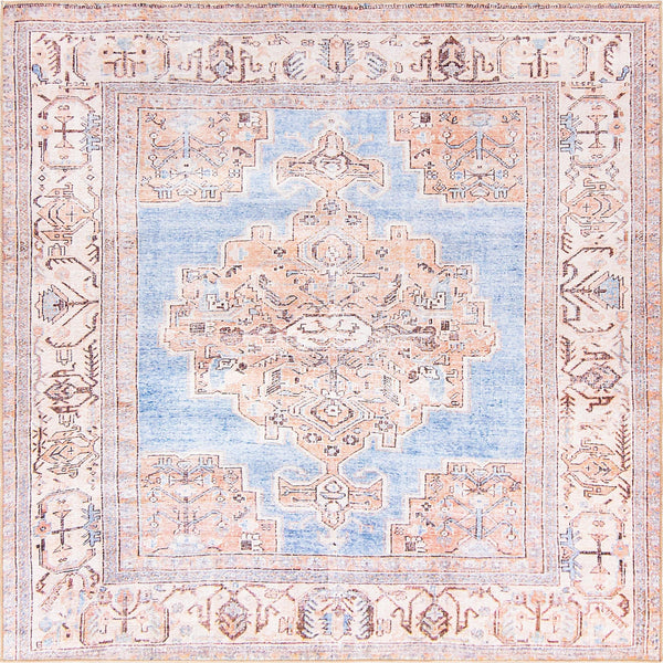 Unique Loom Timeless Judas Machine Made Medallion Rug Blue, Beige/Ivory 7' 6" x 7' 7"