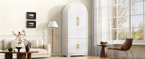 English Elm K&k Farmhouse Pantry Cabinet 72 Inch Tall Mdf Cupboard with Adjustable Shelves White N707S000020W